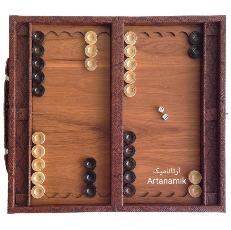 تخته نرد چرمی طرح فندقی، تخته نرد با جای مهره