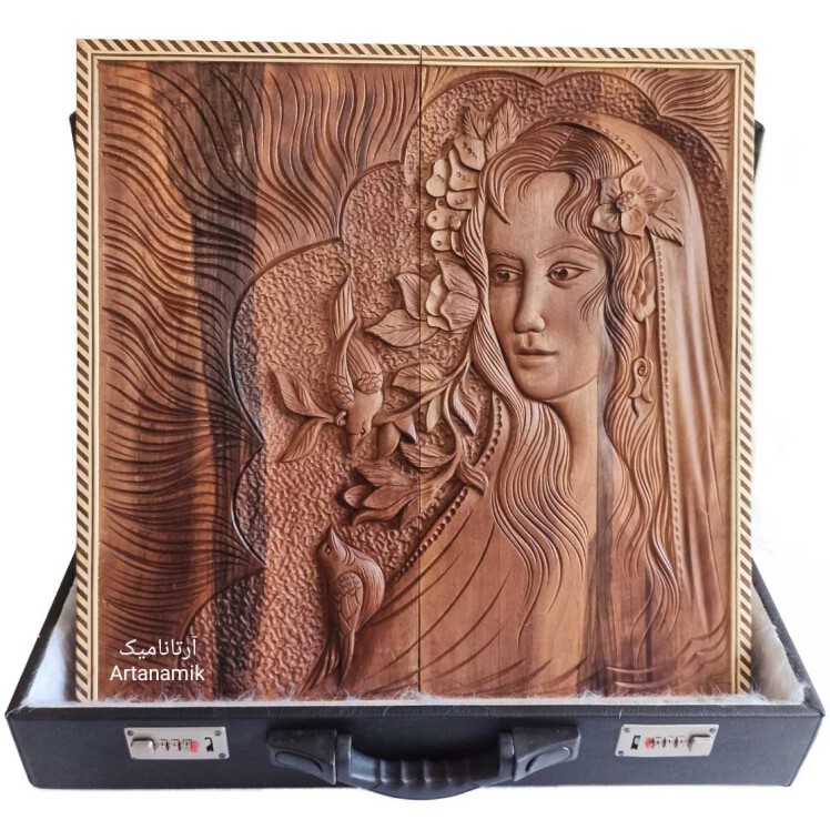 تخته نرد منبت کاری طرح مادر، تخته نرد کادویی و تخته نرد نفیس روی چوب گردو