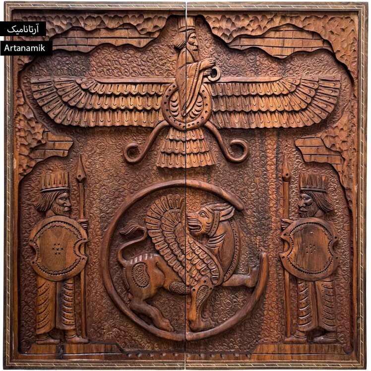 خرید تخته نرد منبت کاری شده چوب گردو طرح پرکار هخامنشی