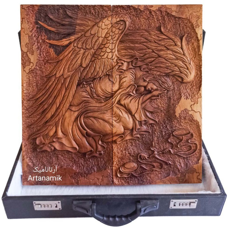 بررسی قیمت تخته نرد منبت طرح فرشته عدالت