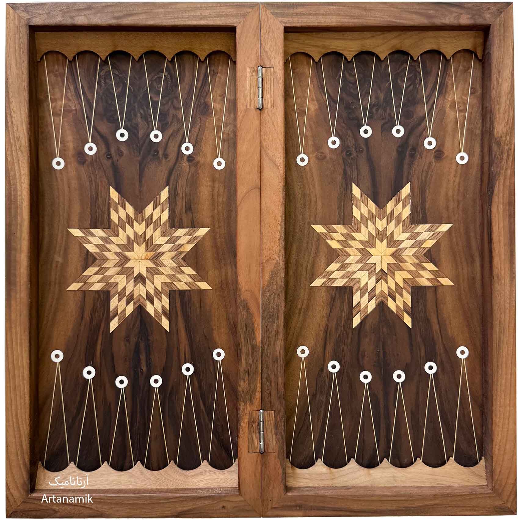  تخته نرد چوب گردو داخل مارس بیرون منبت کاری شده 