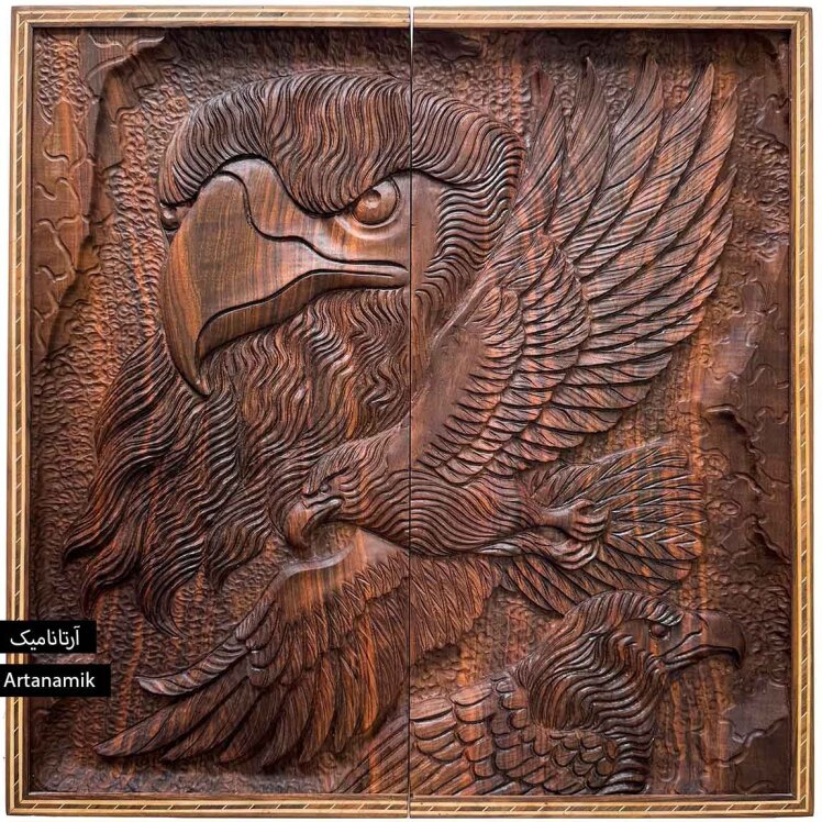 تخته نرد منبت کاری شده چوب گردو طرح سه عقاب | آرتانامیک