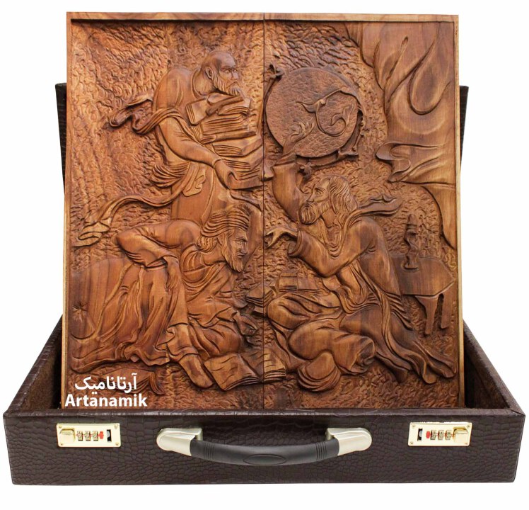 تخته نرد منبت کاری شده چوب گردو شمس و مولانا در فروشگاه آرتانامیک
