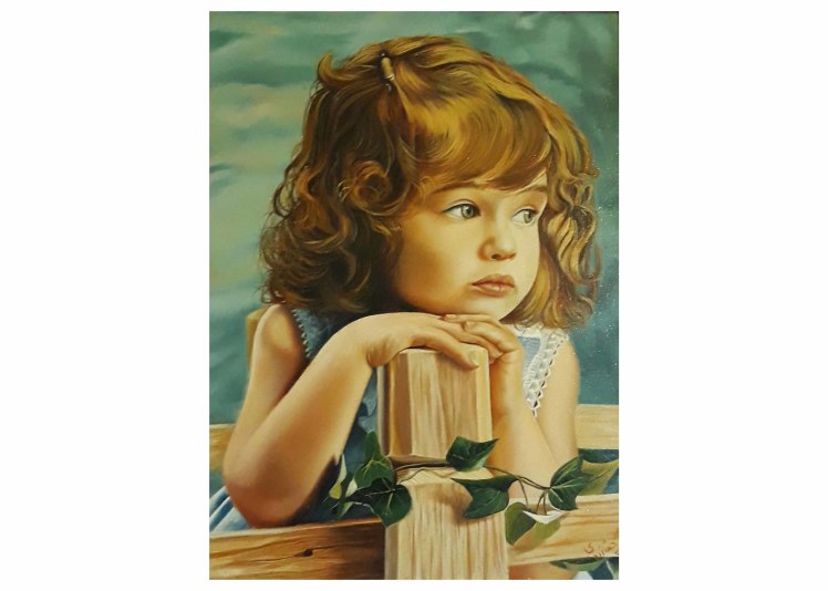 تابلو نقاشی دختر بچه سبک رئالیسم و با تکنیک رنگ روغن، تابلو نقاشی کادویی و تابلو نقاشی دکوری