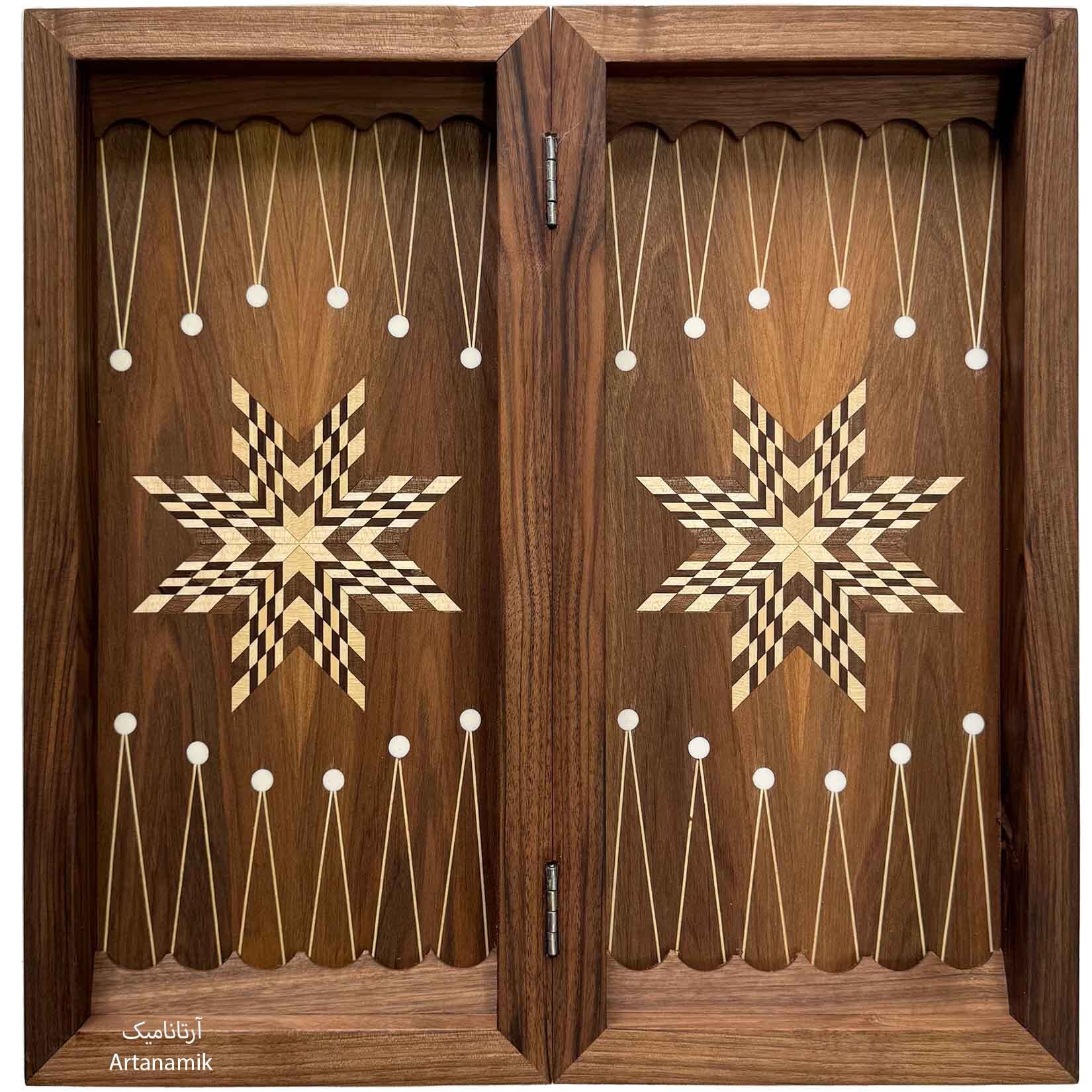  تخته نرد چوب گردو داخل مارس بیرون منبت 