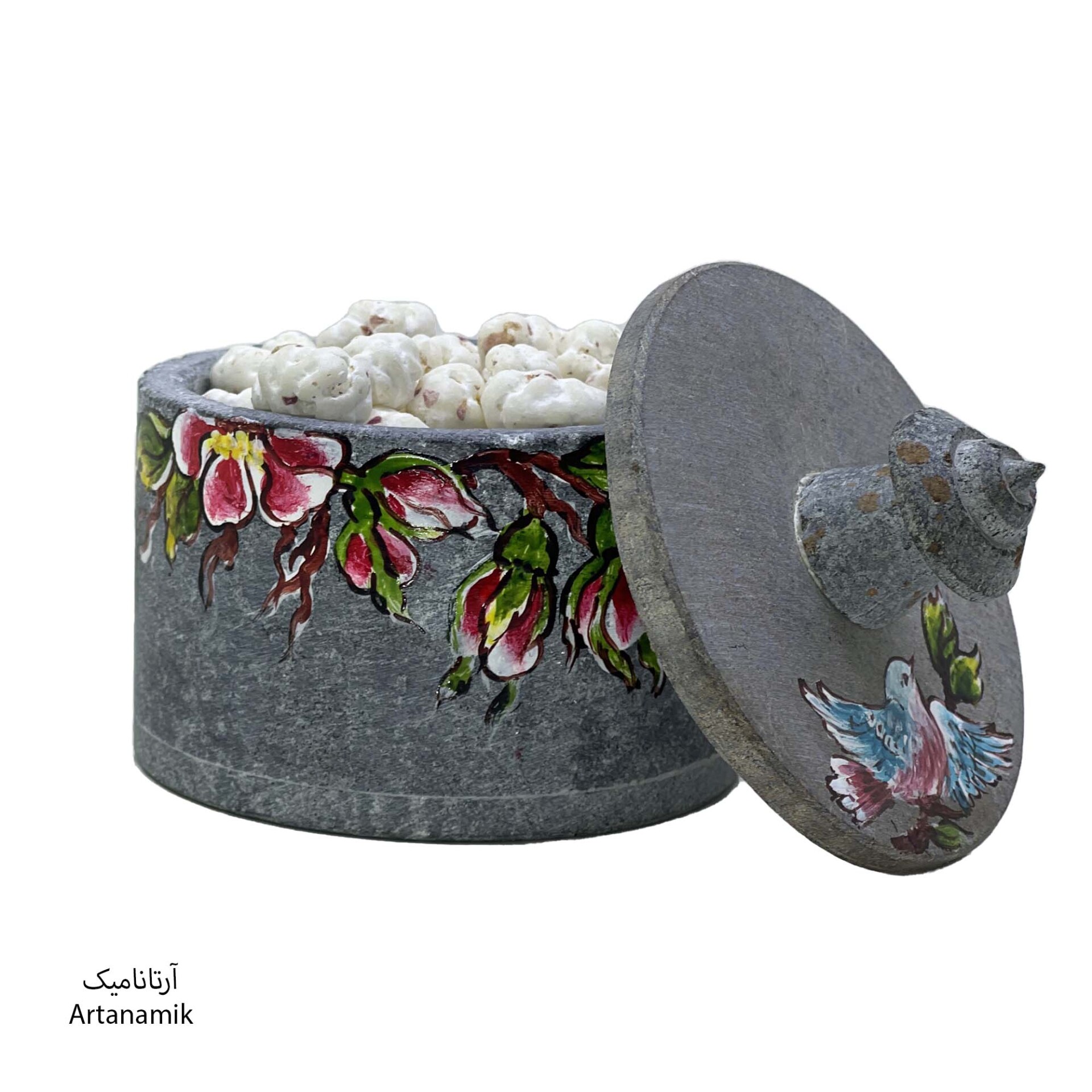  قندان سنگی دست ساز سرپانتین 