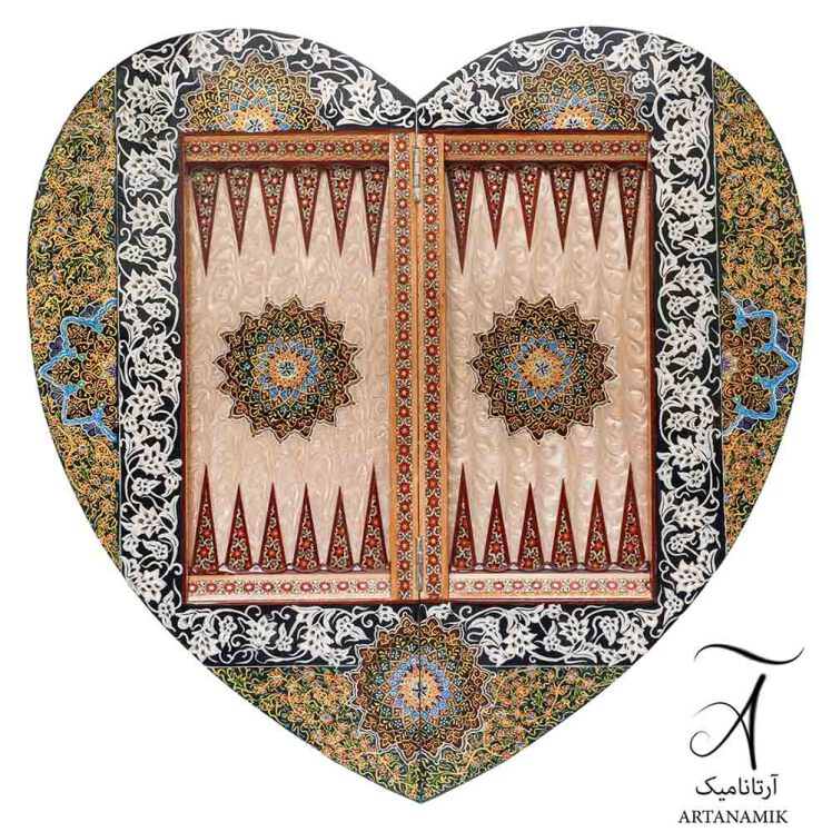 تخته نرد خاتم کاری شده شیراز طرح قلب