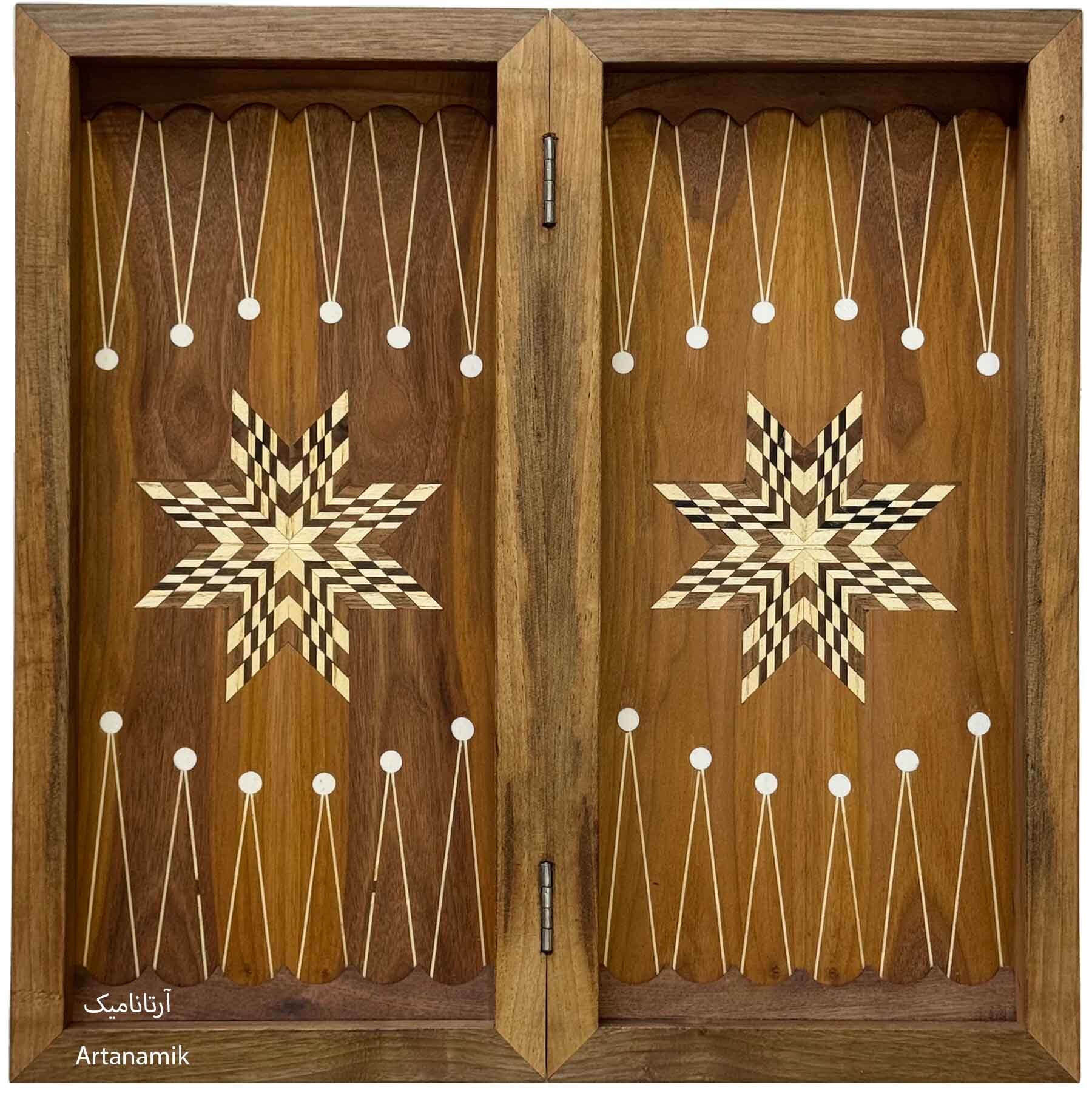  تخته نرد چوب گردو داخل مارس بیرون منبت کاری شده 