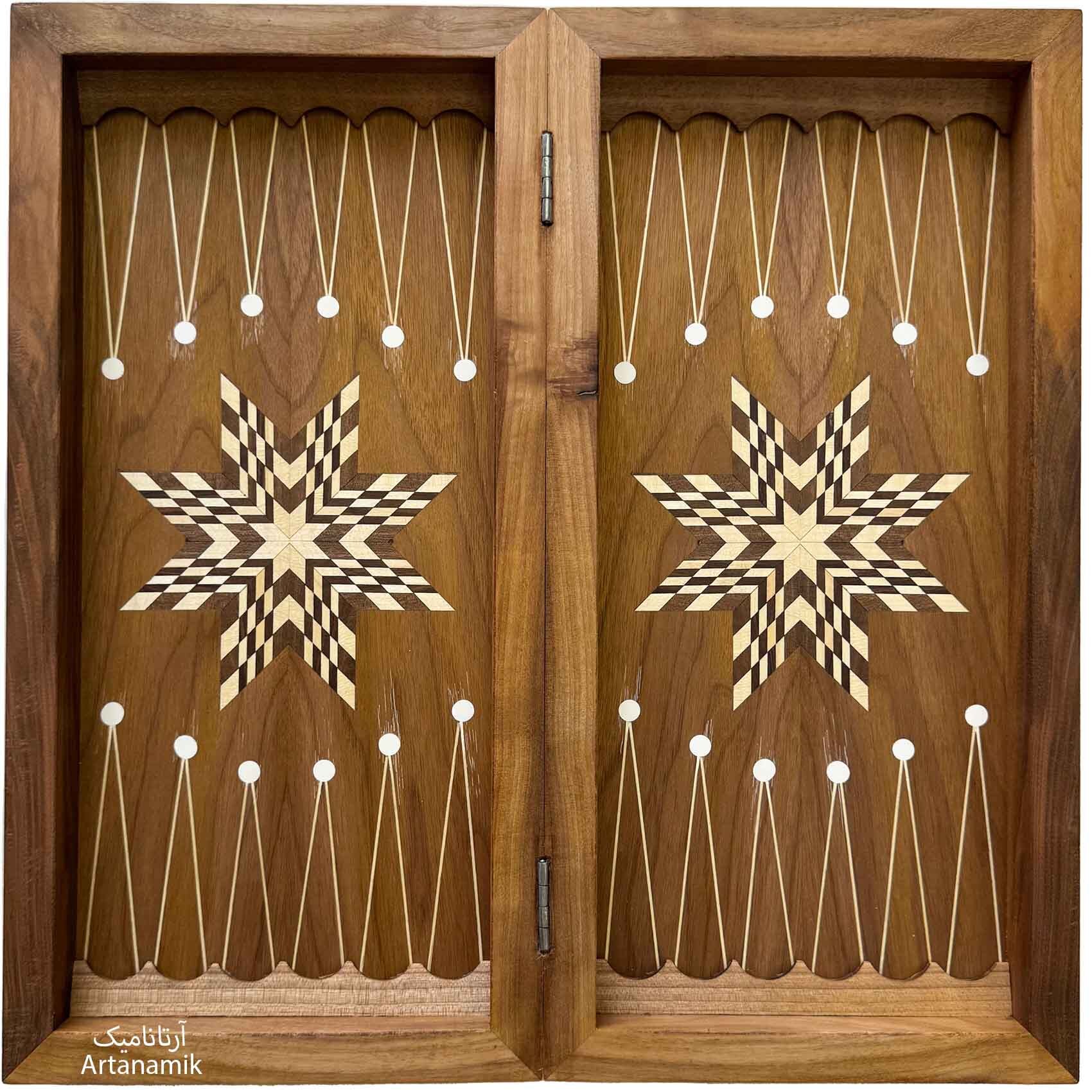  تخته نرد چوب گردو داخل مارس بیرون منبت 