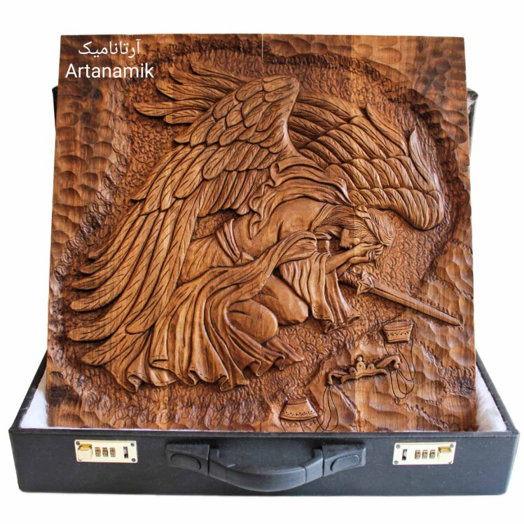 تخته نرد منبت کاری شده طرح فرشته عدالت | آرتانامیک