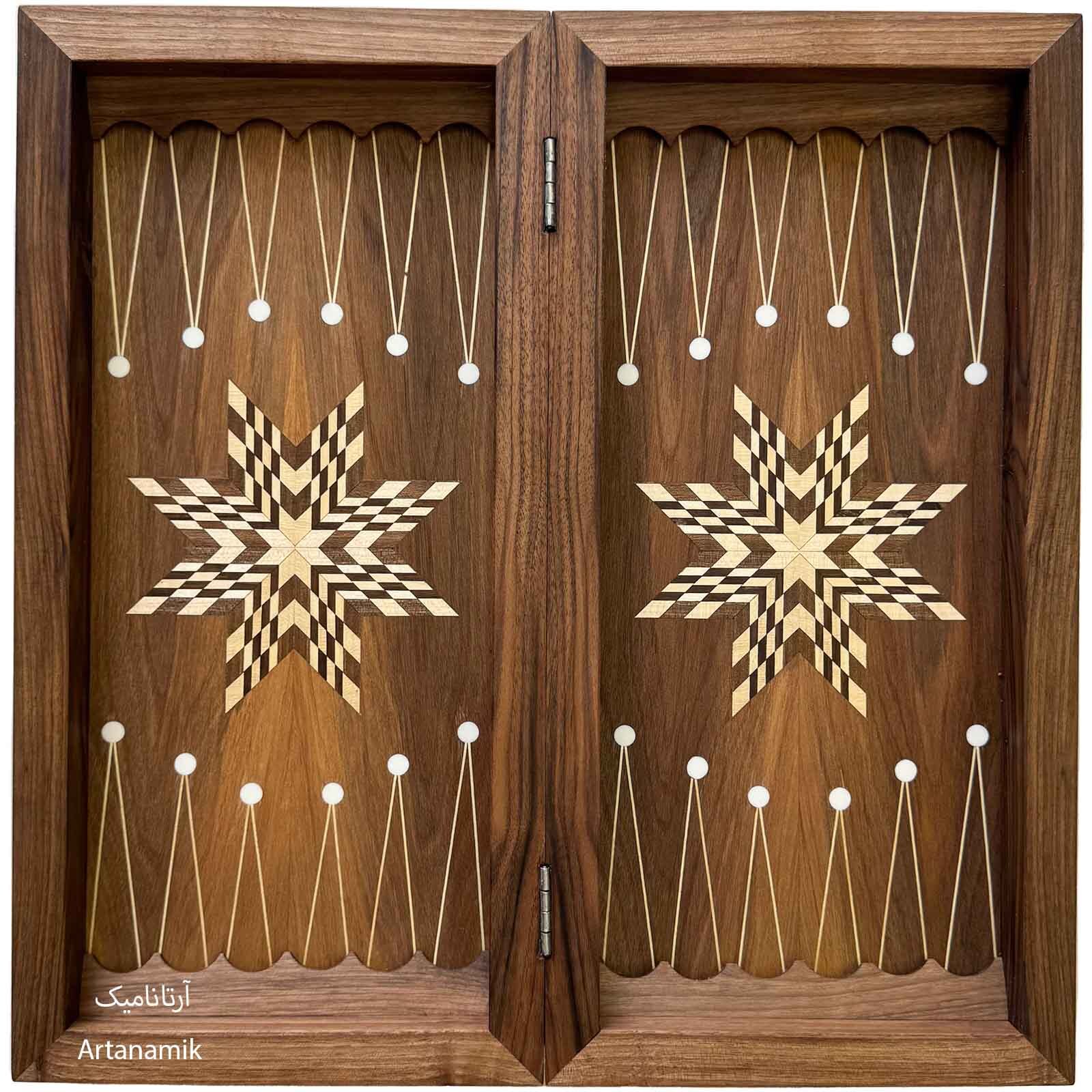  تخته نرد چوب گردو داخل مارس بیرون منبت 