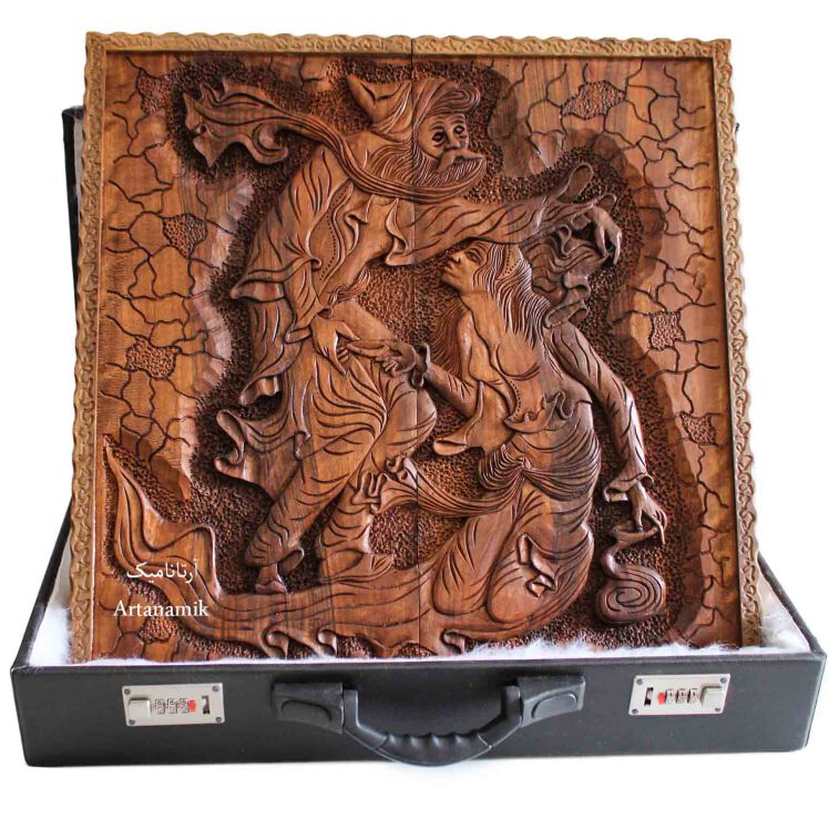 خرید تخته نرد منبت کاری التماس شراب، تخته نرد کادویی و تخته نرد نفیس روی چوب گردو