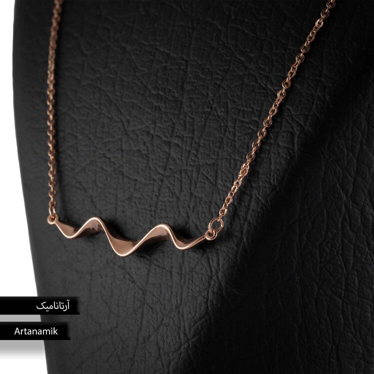 گردنبند استیل زنانه و دخترانه مینیمال رنگ رزگلد | آرتانامیک