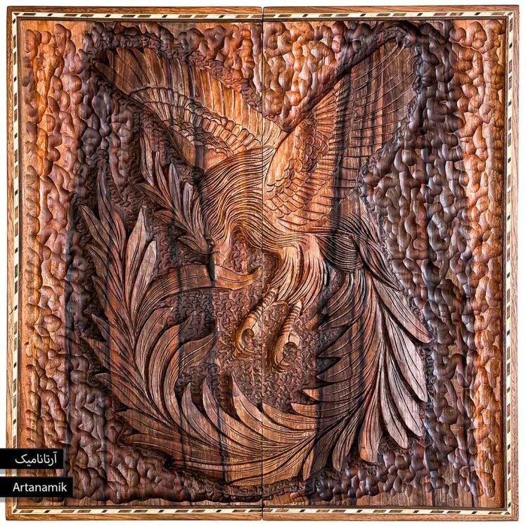 تخته نرد منبت کاری شده طرح سیمرغ | فروشگاه آرتانامیک