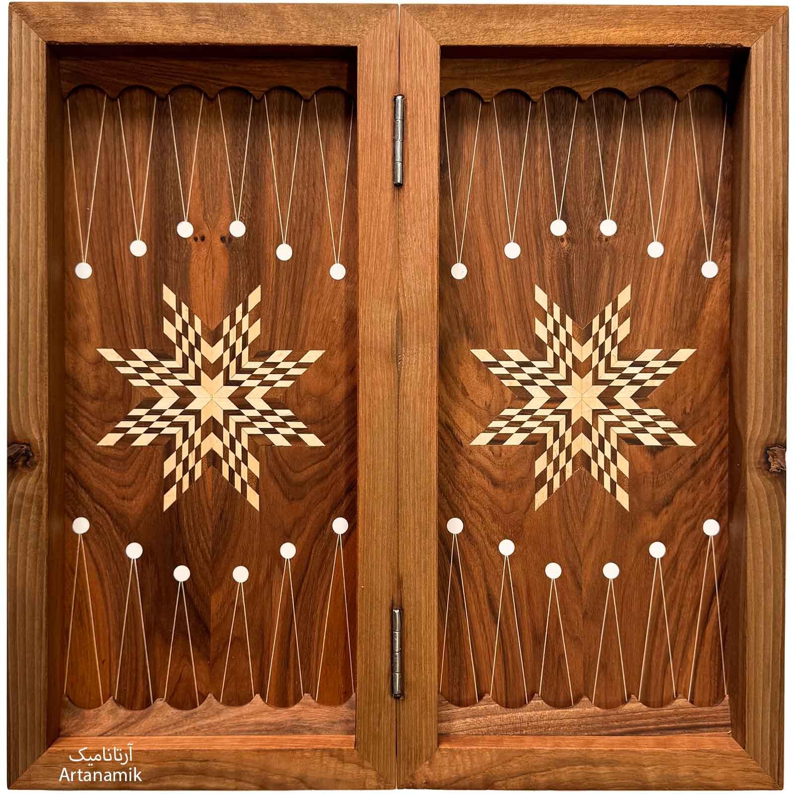  تخته نرد چوب گردو داخل مارس بیرون منبت کاری شده 