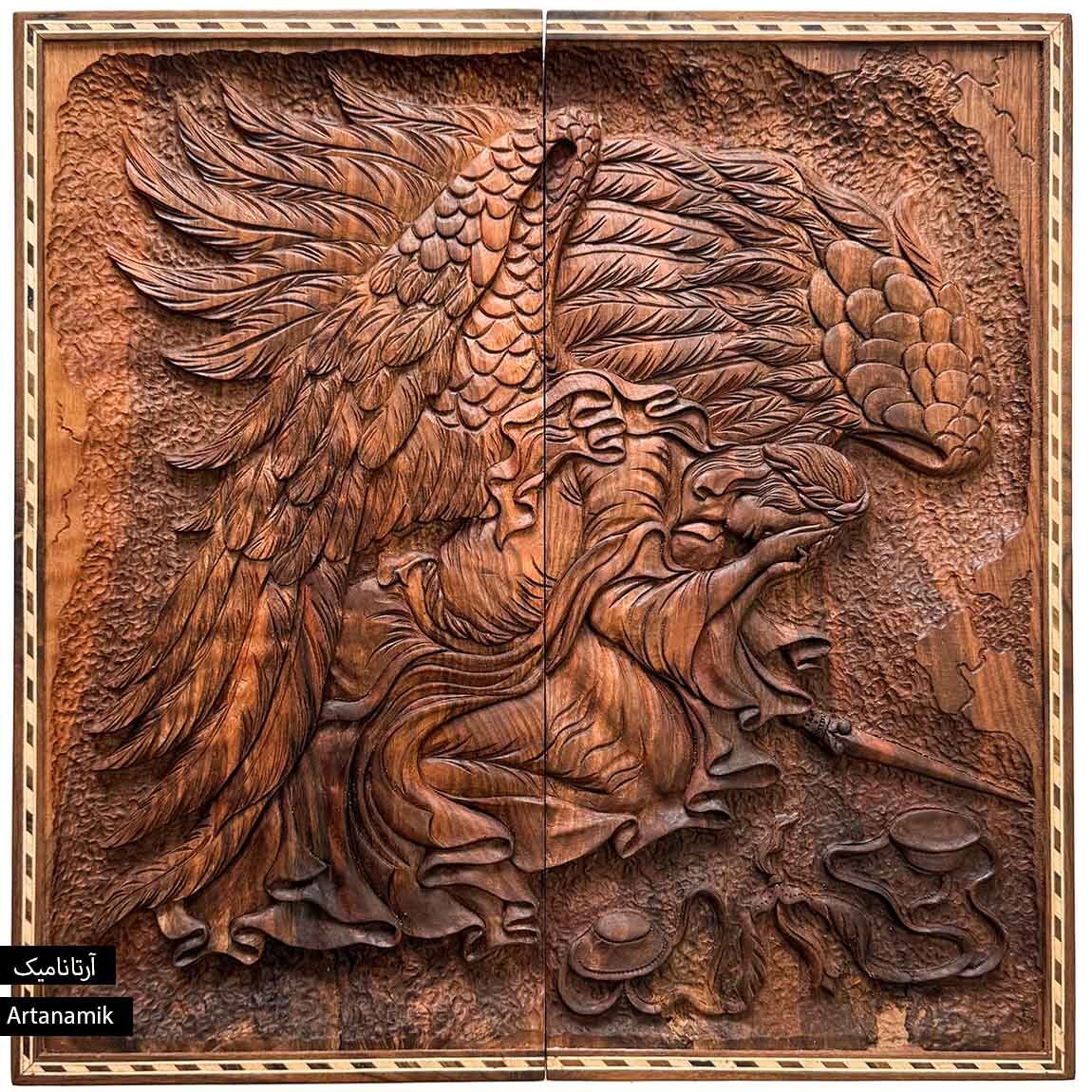  تخته نرد منبت کاری شده چوب گردو طرح فرشته عدالت 