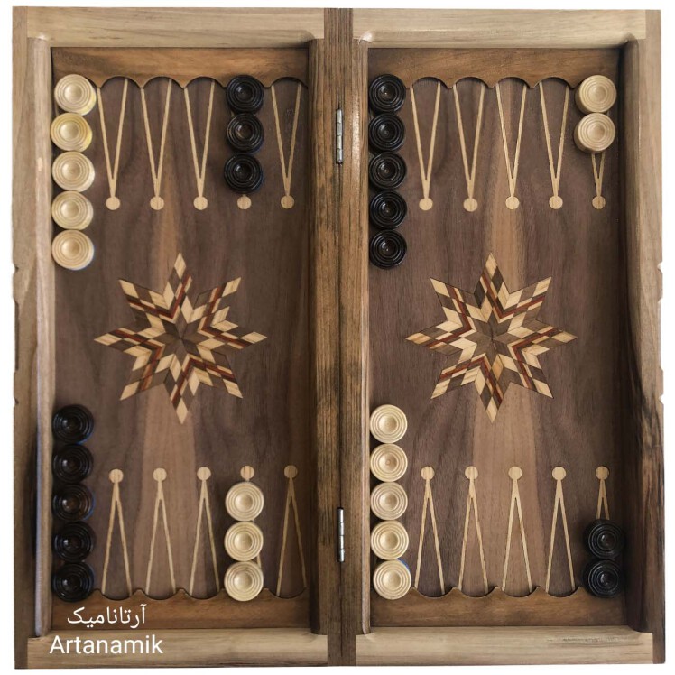 تخته نرد کلاف چوب گردو به همراه مهره