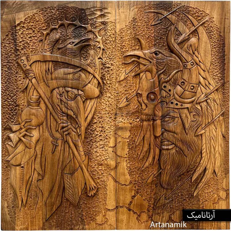 تخته نرد منبت کاری جادوگر و وایکینگ ۵۵ سانت