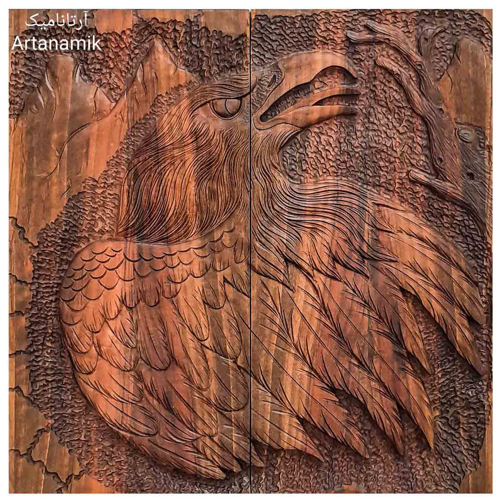  تخته نرد منبت کاری شده چوب گردو طرح عقاب 