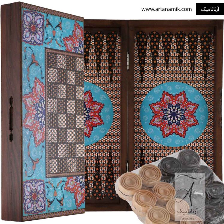 تخته نرد و شطرنج طرح خاتم فیروزه