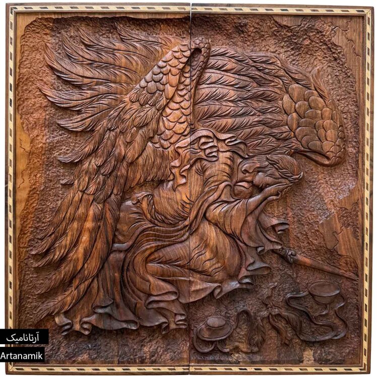 تخته نرد منبت کاری شده چوب گردو طرح فرشته عدالت