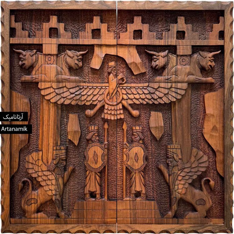 تخته نرد چوب گردو منبت کاری شده نفیس طرح پرکار هخامنشی