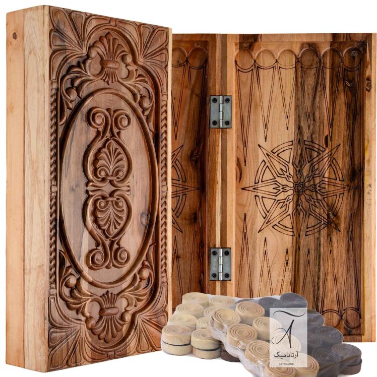 تخته نرد منبت و cnc طرح گل و بوته