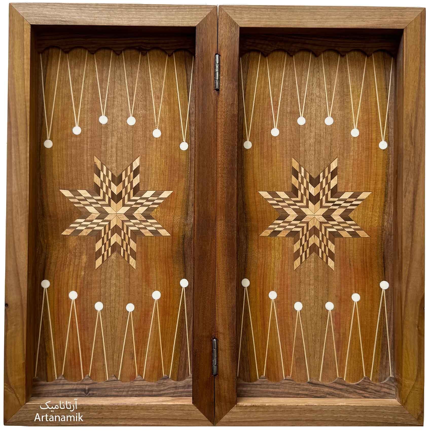  تخته نرد چوب گردو داخل مارس بیرون منبت کاری شده 