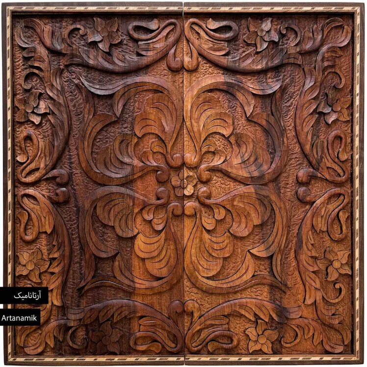 تخته نرد منبت کاری شده طرح گل اصولی | فروشگاه آرتانامیک