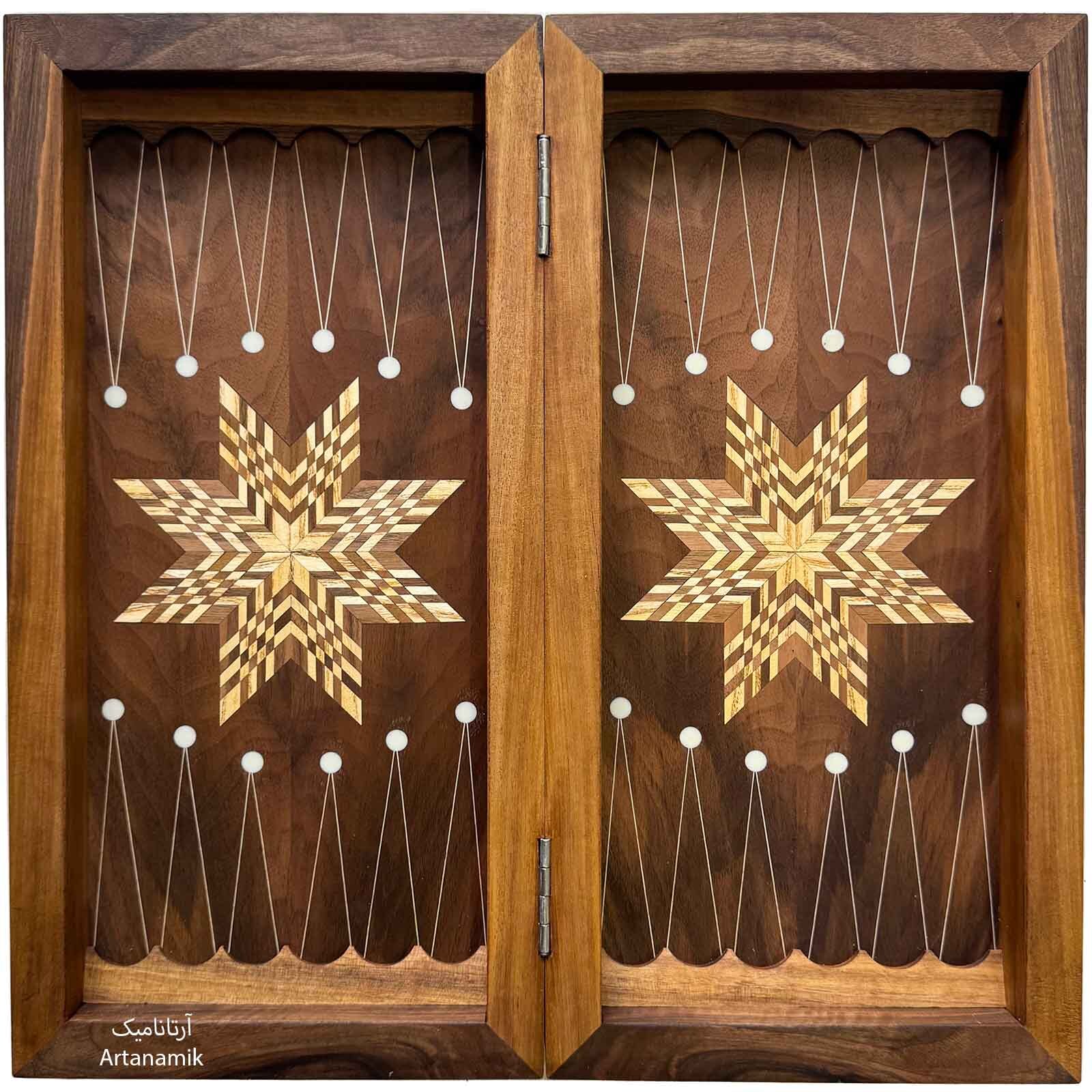  خرید تخته نرد چوب گردو داخل مارس هشتپر بیرون منبت 