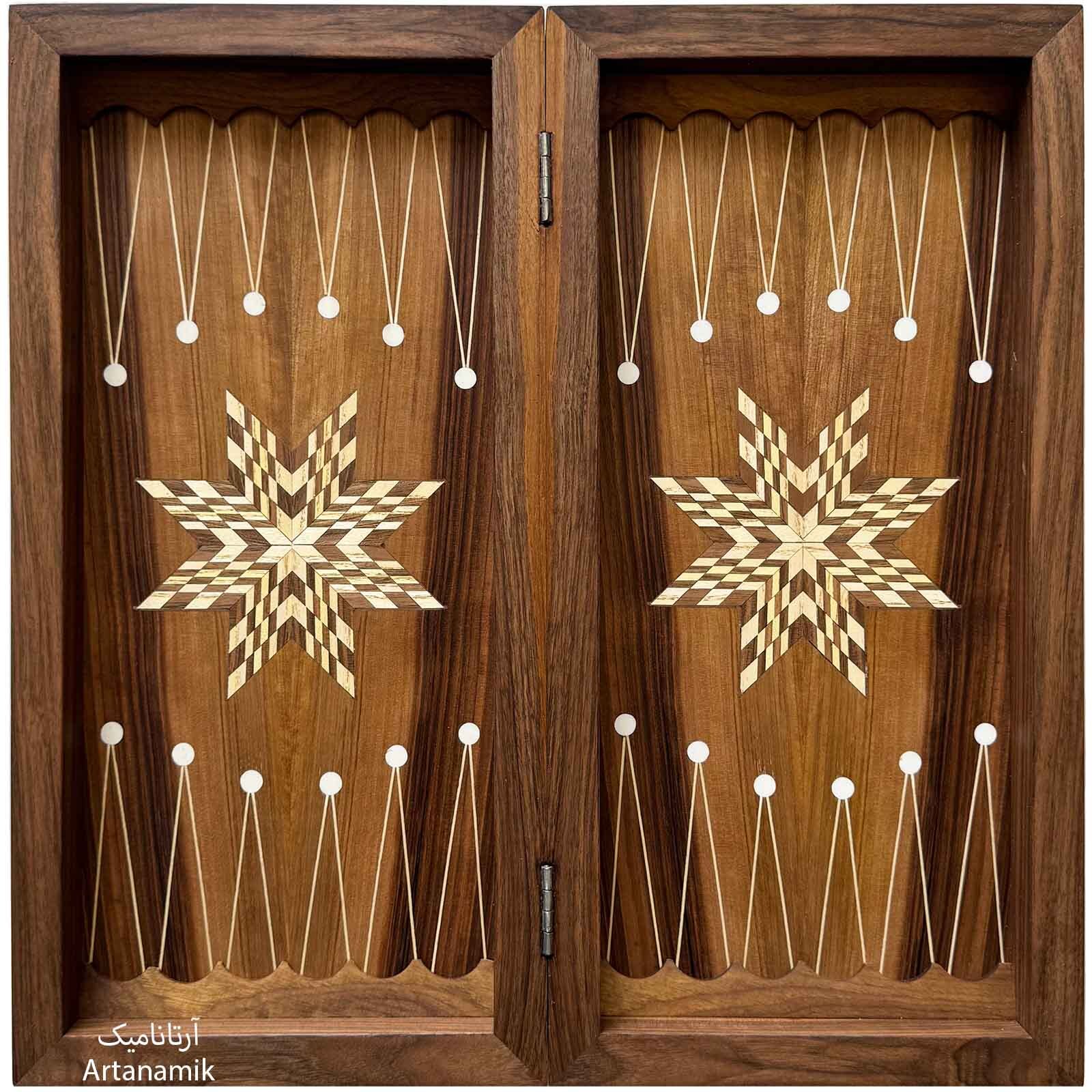  تخته نرد چوب گردو داخل مارس بیرون منبت کاری شده 