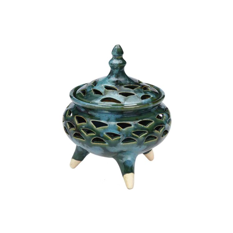 شکلات خوری سفالی مشبک سه پایه سایز کوچک با لعاب قلیایی