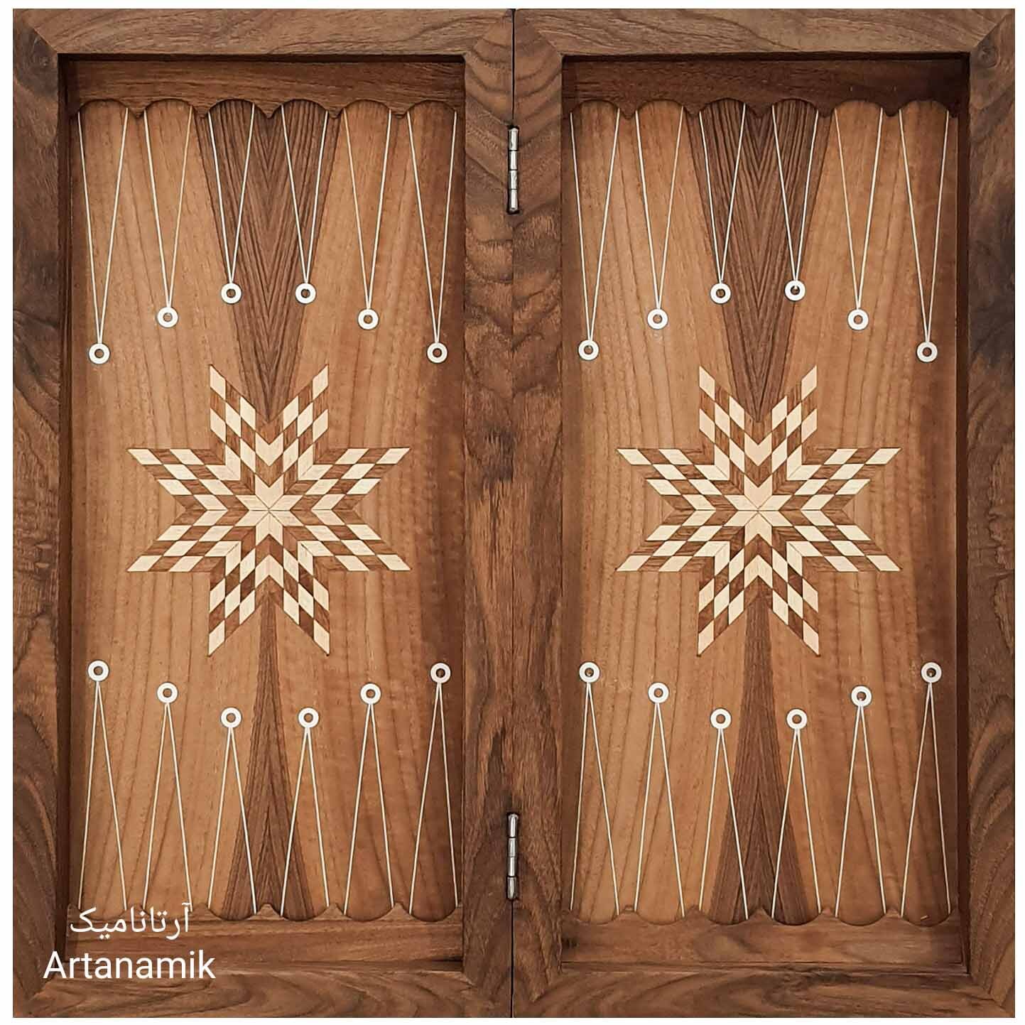  تخته نرد چوب گردو داخل مارس هشتپر به همراه خطوط راهنما 