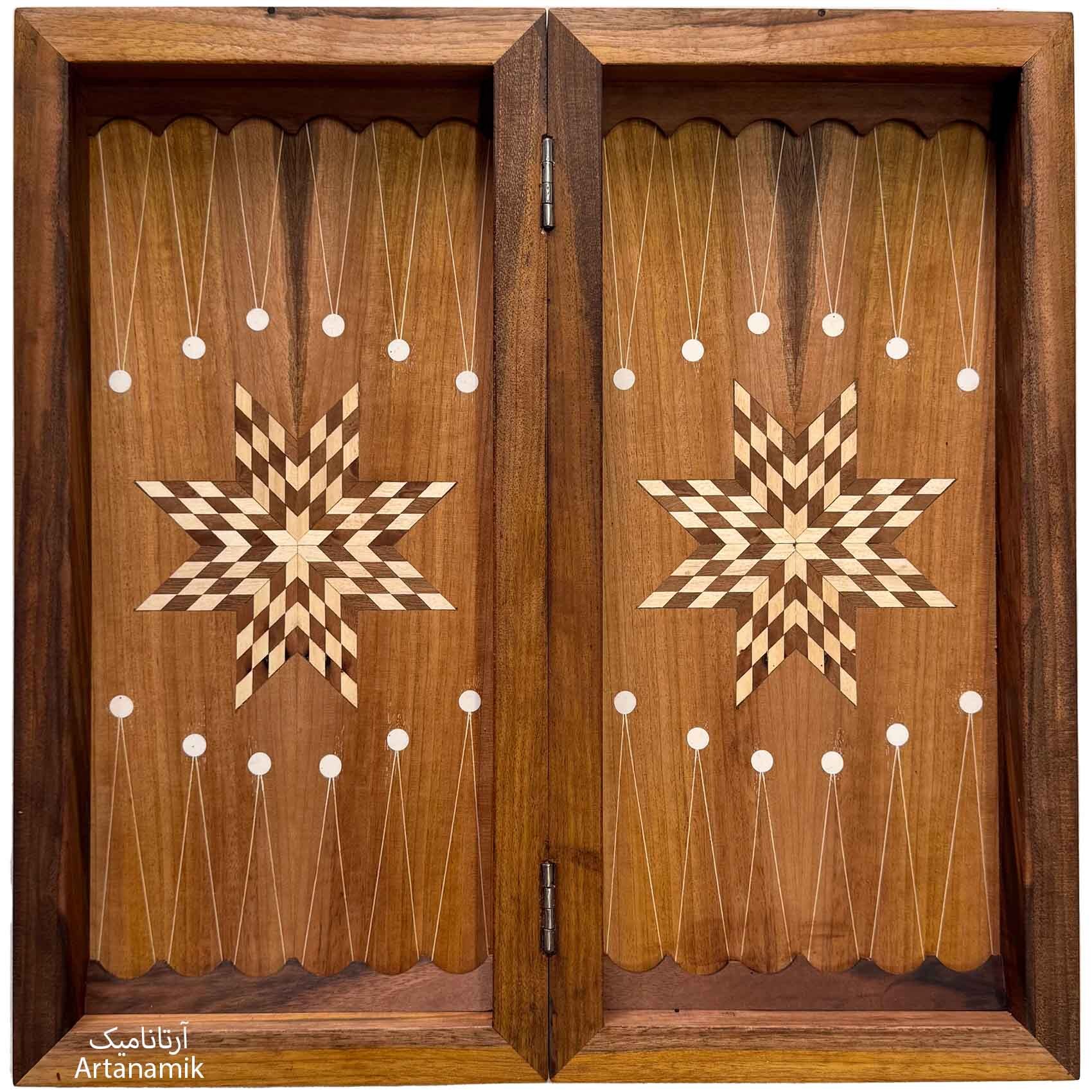  تخته نرد چوب گردو داخل مارس بیرون منبت 