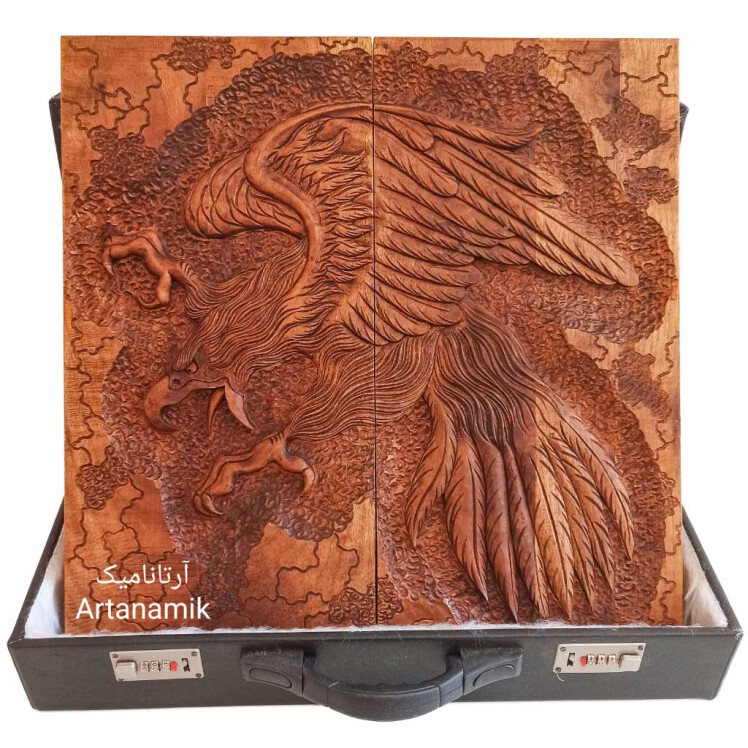 تخته نرد منبت طرح عقاب شکار