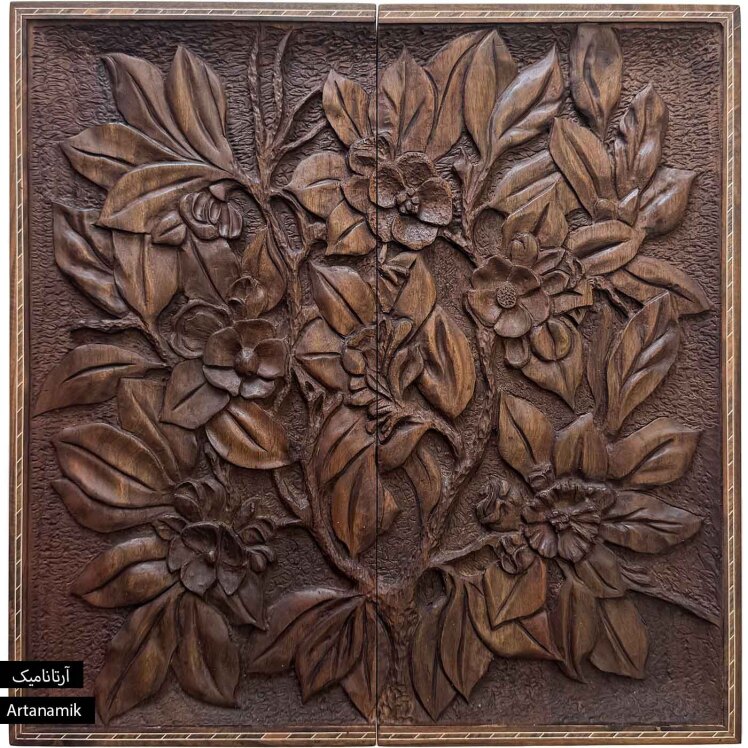 تخته نرد منبت کاری شده چوب گردو طرح شاخه پر گل