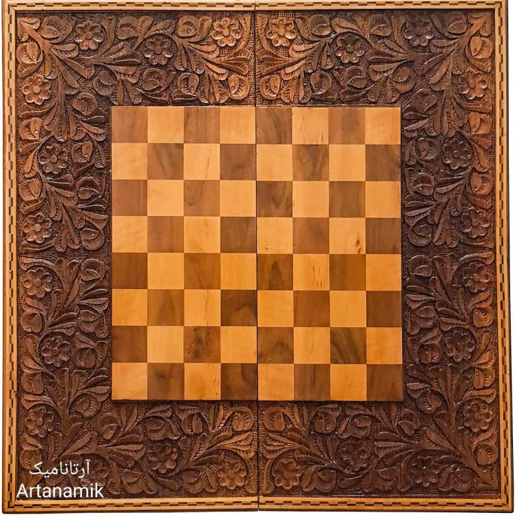 تخته نرد منبت کاری شده و شطرنج منبت کاری شده چوب گردو