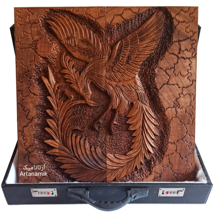 معرفی تخته نرد نفیس منبت کاری شده طرح سیمرغ