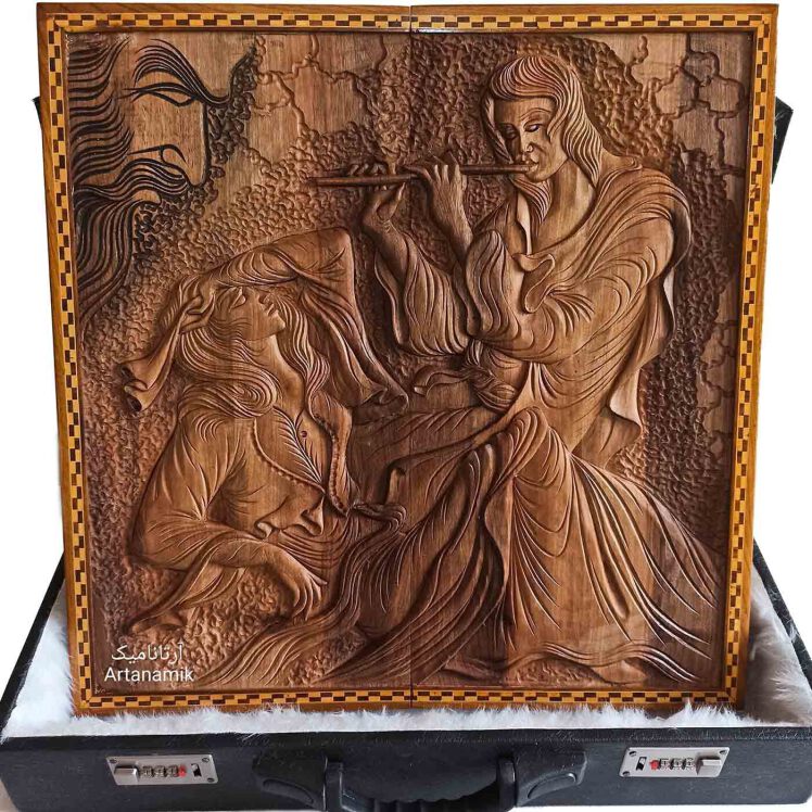 معرفی تخته نرد منبت طرح لیلی مجنون