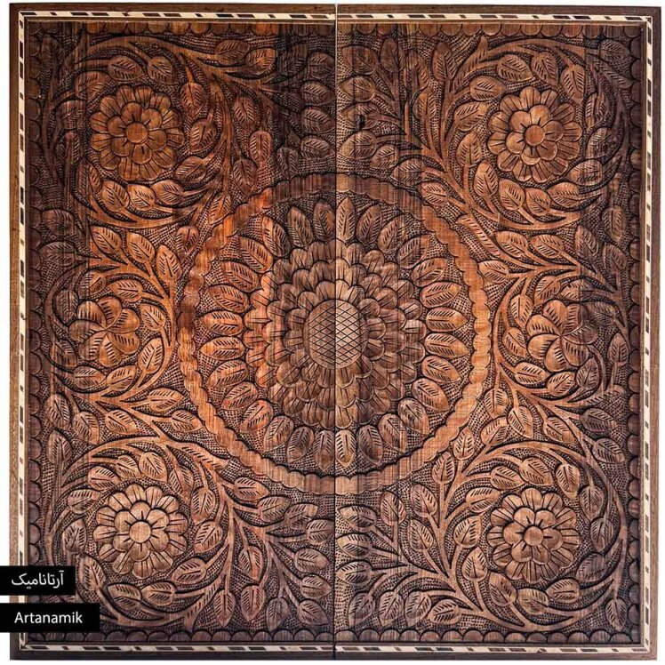تخته نرد منبت کاری شده طرح گلستان | فروشگاه آرتانامیک