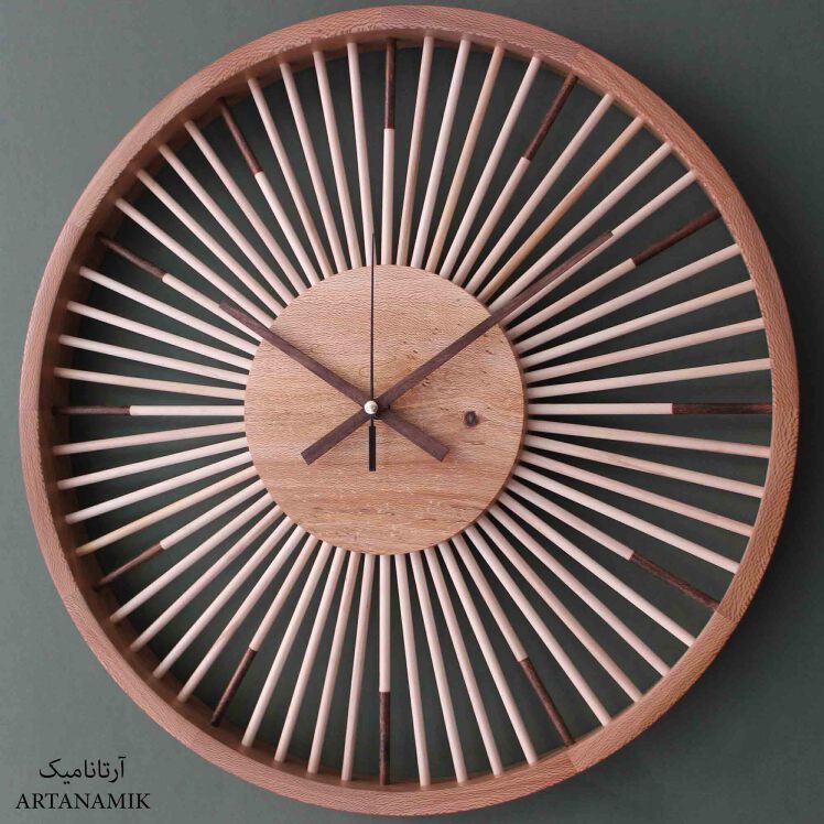 ساعت دیواری چوبی با موتور آرام گرد