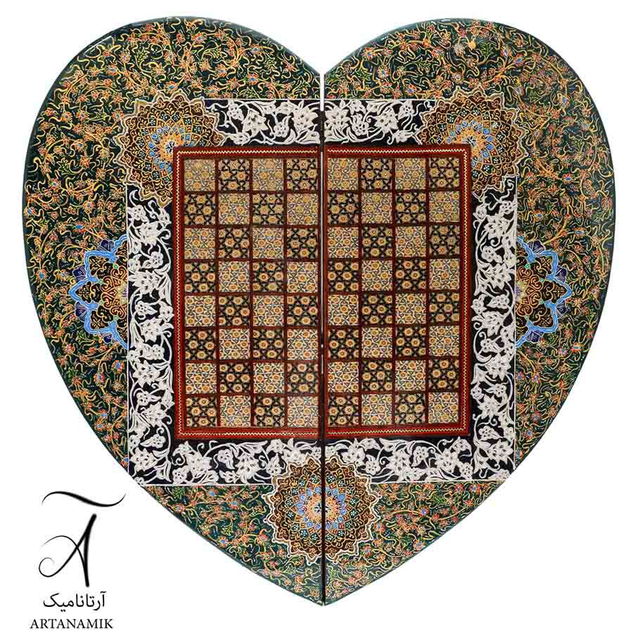  شطرنج خاتم کاری شده شیراز طرح قلب 