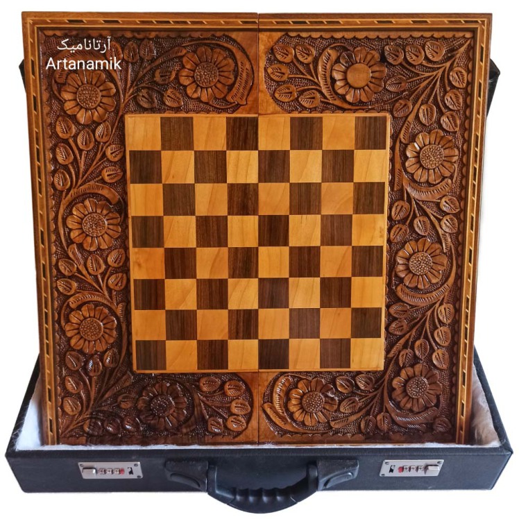 تخته نرد و شطرنج منبت کاری شده روی چوب گردو تخته نرد کادویی و تخته نرد نفیس