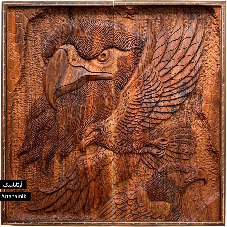 تخته نرد منبت کاری شده چوب گردو طرح سه عقاب