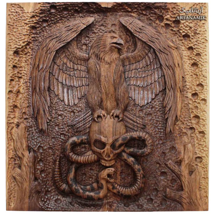 تخته نرد منبت کاری شده شکار جمجمه 60 سانتی چوب گردو