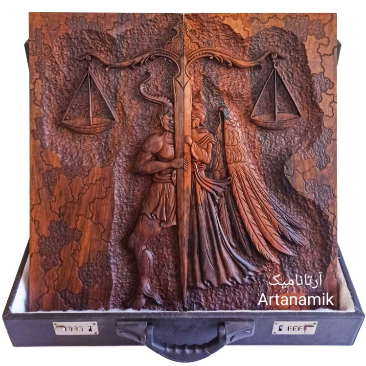 تخته نرد منبت کاری شده کادویی طرح میزان روی چوب گردو