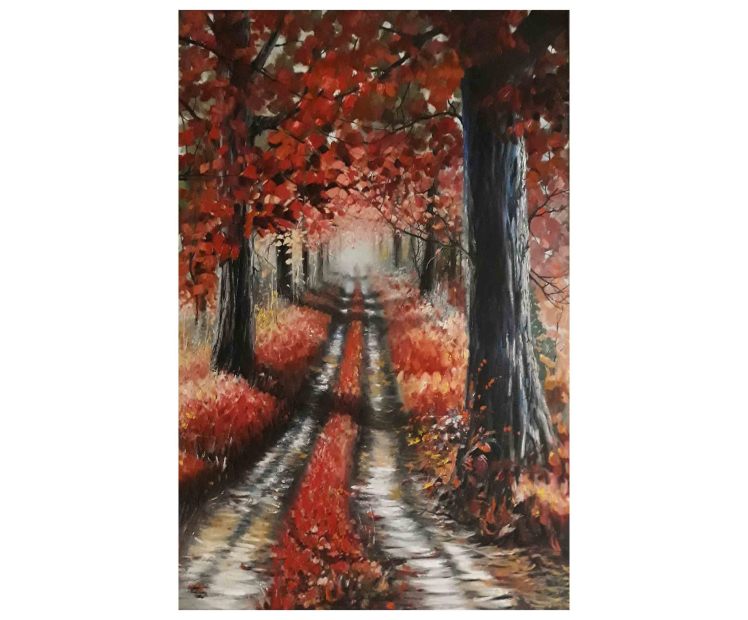 تابلو نقاشی طبیعت پاییزی به سبک امپرسیونیسم و با تکنیک رنگ روغن، تابلو نقاشی کادویی و تابلو نقاشی دکوری