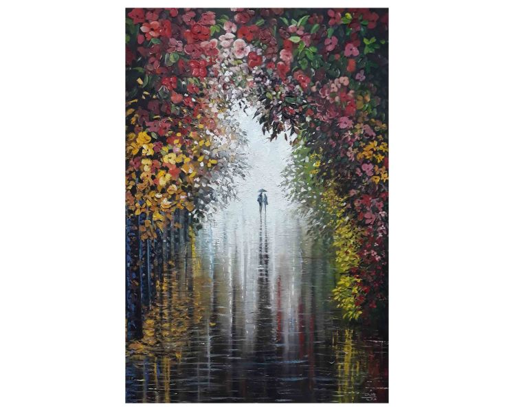 تابلو نقاشی عاشقانه سبک امپرسیونیسم و با تکنیک رنگ روغن، تابلو نقاشی کادویی